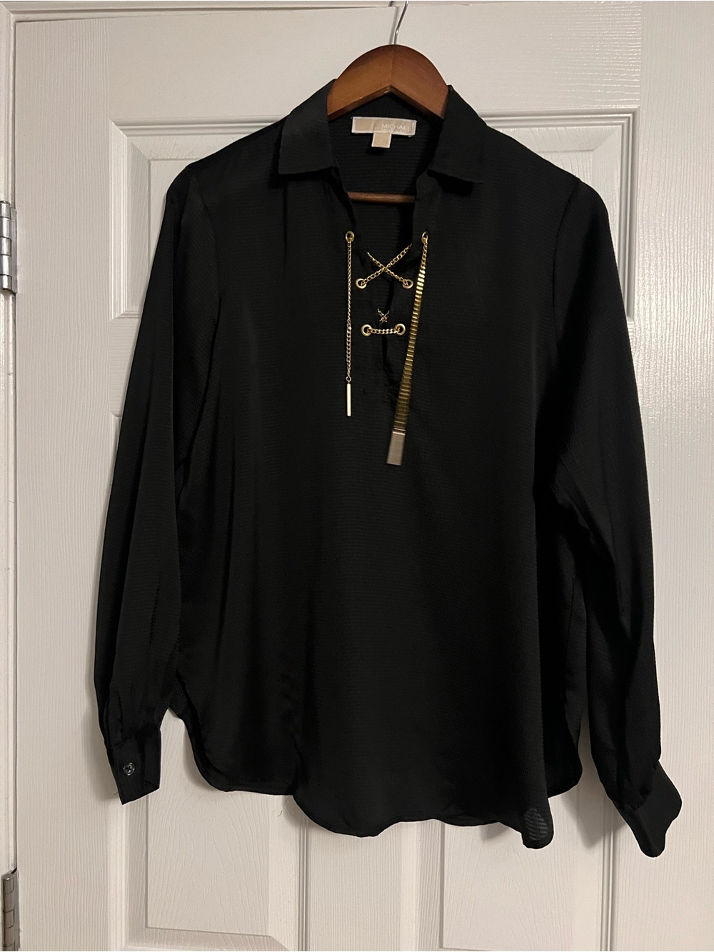 MICHAEL Kors Large Black Button-Down Shirt with Gold Hardware. Pants size 12
